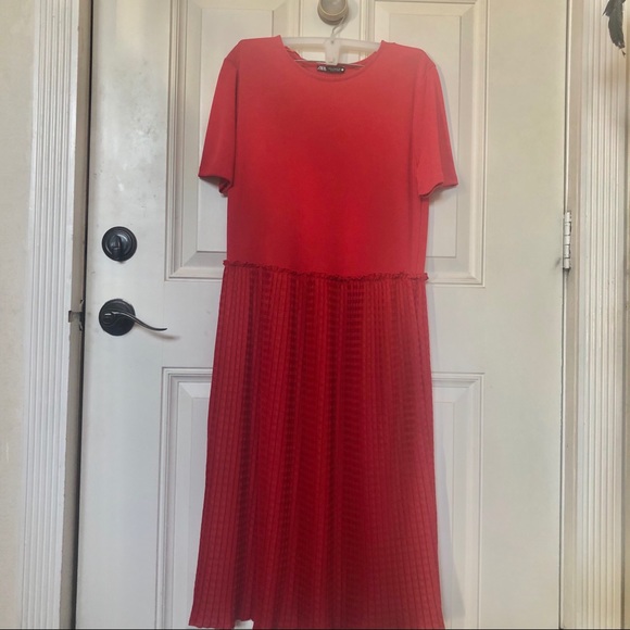 Zara Red Midi Dress Medium - Picture 3 of 9